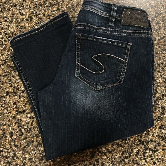 Silver Aiko Kick Flare Capri Jeans - Picture 2 of 7